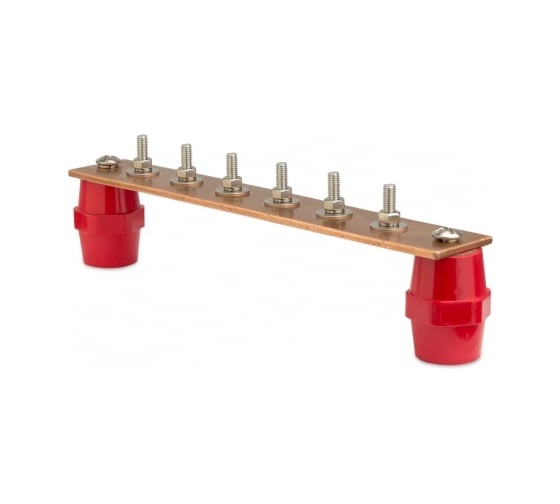 Изображение товара Главная заземляющая шина с изоляторами DKC 6 подключений, медь 1 ШТ NE2006