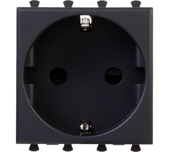 Изображение товара Розетка DKC модульная, 2P E, с защитными шторками, Avanti, Черный матовый, 2 модуля, 1 шт. 4412002