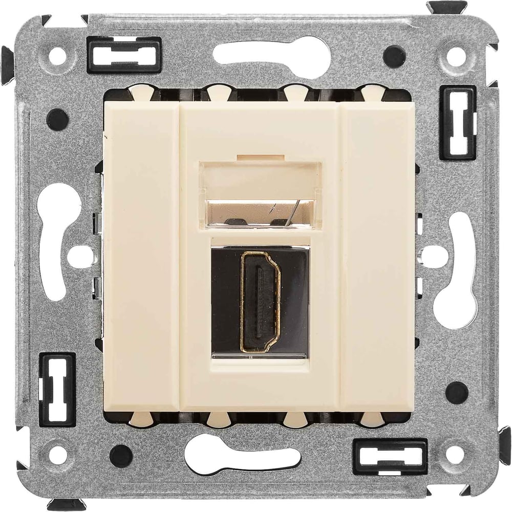 Изображение товара HDMI-розетка одинарная в стену DKC Avanti тип А-А ванильная дымка