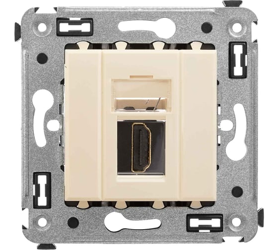 Изображение товара HDMI-розетка одинарная в стену DKC Avanti тип А-А, ванильная дымка 4405253