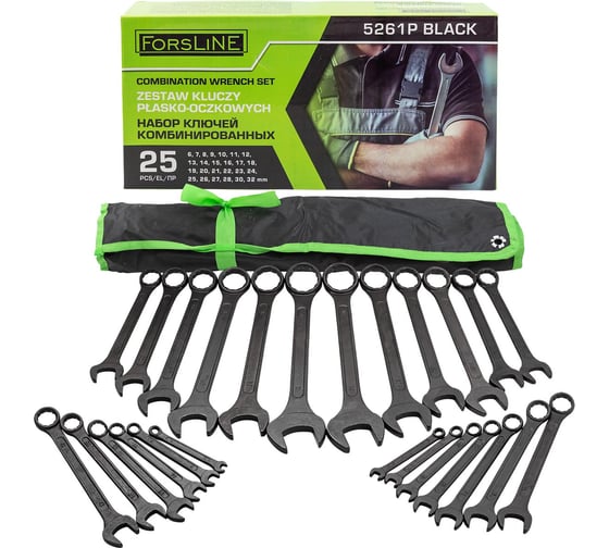 Изображение товара Набор ключей комбинированных ForsLine 25 предметов FL-5261P BLACK(64748)
