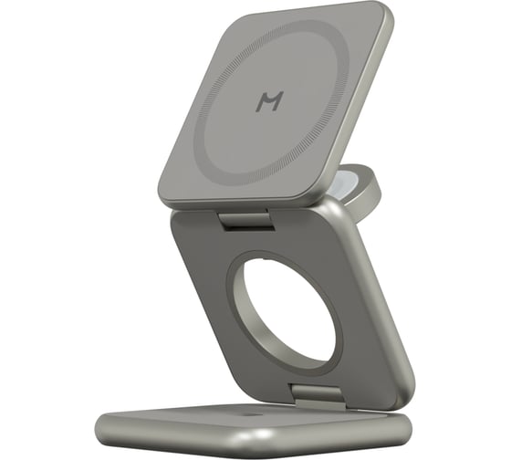 Изображение товара Складное беспроводное зарядное устройство MAGSSORY Fold Pro 3 в 1, с магнитами, совместимое с Qi2, титан WCH063t