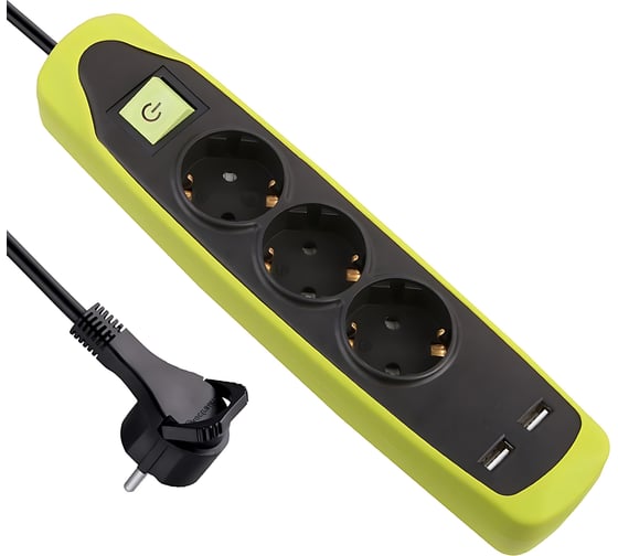 Изображение товара Удлинитель сетевой Electraline с выключателем, с заземлением, 2 метра с защитой от детей 62152