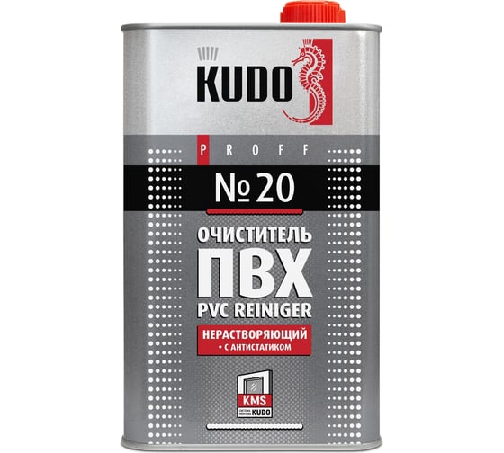 Изображение товара Очиститель для ПВХ KUDO №20 PROFF с антистатиком нерастворяющий, 1000 мл SMC-020