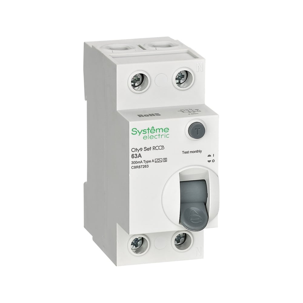 Изображение товара Выключатель дифференциального тока Systeme Electric City9 Set ВДТ 63А 2P 300мА