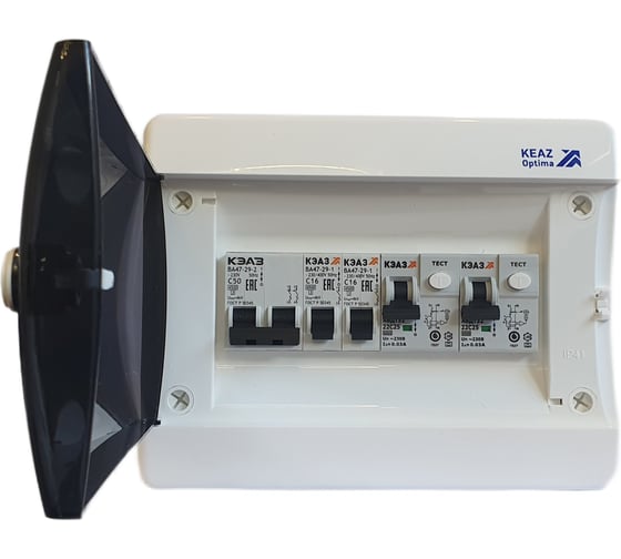 Изображение товара Распределительный щит с автоматами навесной КЭАЗ НКУ ЩР50А UNK-08 (2С50, 2x1С16, 2хАВДТ22С25) 00-00005576