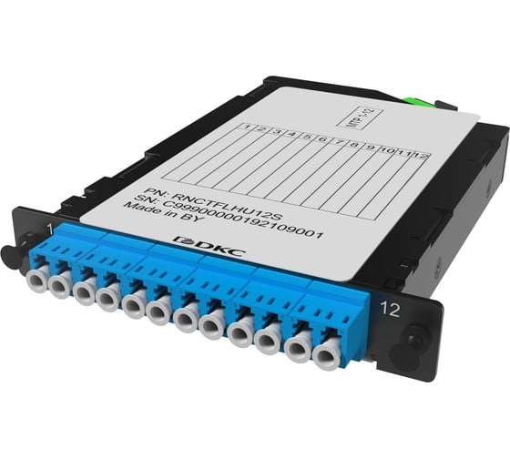 Изображение товара Претерминированная кассета DKC 12ОВ 09/125 OS2, 1xMTP 12 f/6xLC UPC Duplex, 1/2 HU 1 ШТ RNCTFLHU12S
