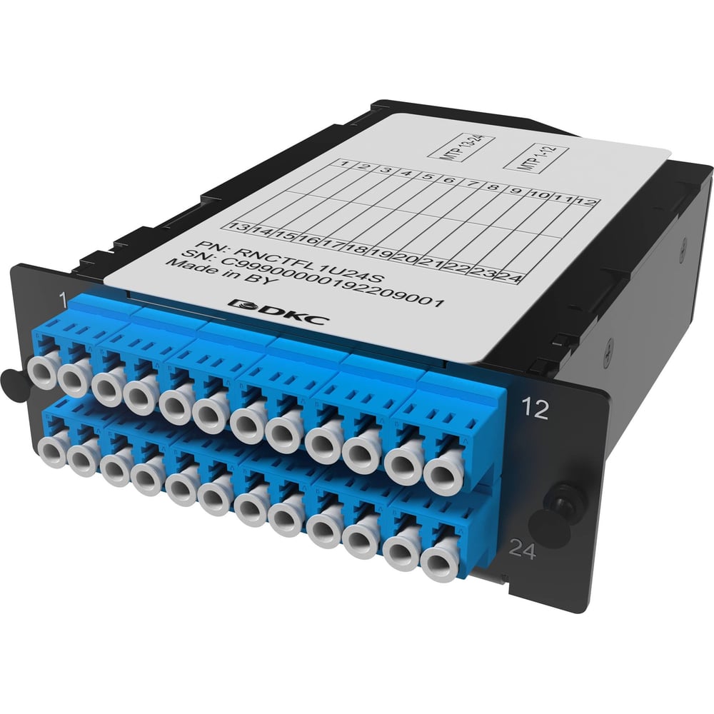 Изображение товара Претерминированная кассета DKC 24ОВ 09/125 OS2, 2xMTP 12 f/12xLC UPC Duplex, 1 HU 1 ШТ RNCTFL1U24S