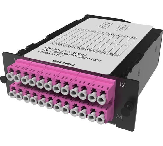 Изображение товара Претерминированная кассета DKC 24ОВ 50/125 OM4, 2xMTP 12 f/12xLC Duplex, 1 HU 1 ШТ RNCTFL1U244