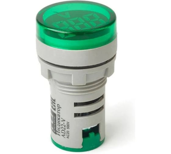 Изображение товара Индикатор значения напряжения HLT AD-22 (LED) d22мм, зеленый, IP54, 10штук/упаковка 085-06-251