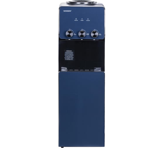 Изображение товара Кулер для воды SONNEN FSE-03RTi напольный, нагрев/охлаждение, 3 крана, шкаф, титановый синий 455746