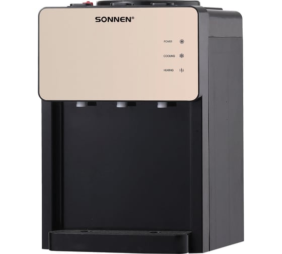 Изображение товара Кулер для воды SONNEN TSE-03BBP, настольный, нагрев/охлаждение электронное, 3 крана, черный 455751