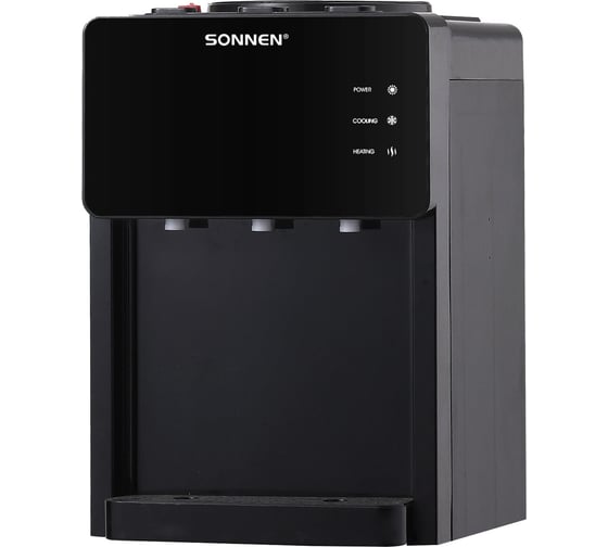 Изображение товара Кулер для воды SONNEN TSE-03BP, настольный, нагрев/охлаждение электронное, 3 крана, антрацит 455752