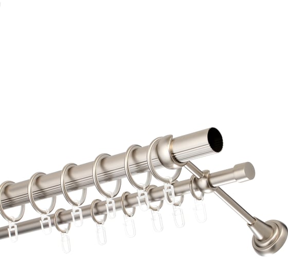 Изображение товара Двухрядный карниз Peora диаметр 28 мм, открытый кронштейн, цвет сатин, размер 180 см 57446