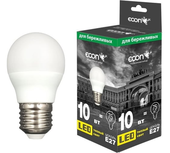 Изображение товара Светодиодная лампа ECON LED P 10Вт E27 3000K P45 ES 731002
