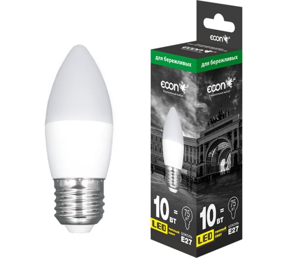 Изображение товара Светодиодная лампа ECON LED CN 10Вт E27 3000K B35 ES 721002