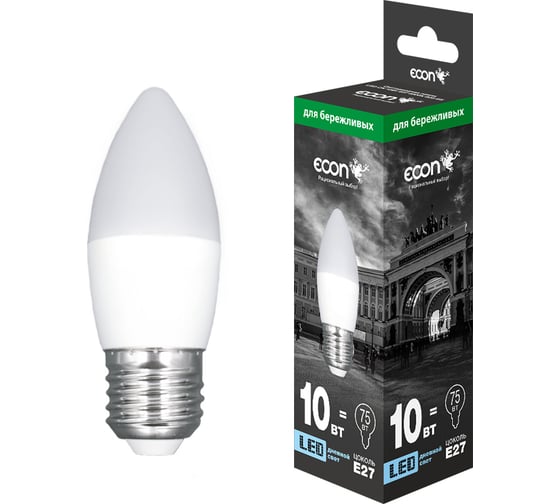 Изображение товара Светодиодная лампа ECON LED CN 10Вт E27 6500K B35 ES 721002