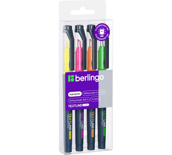 Изображение товара Набор текстовыделителей BERLINGO Textline HL450 4 цвета, 0,5-4 мм T4020