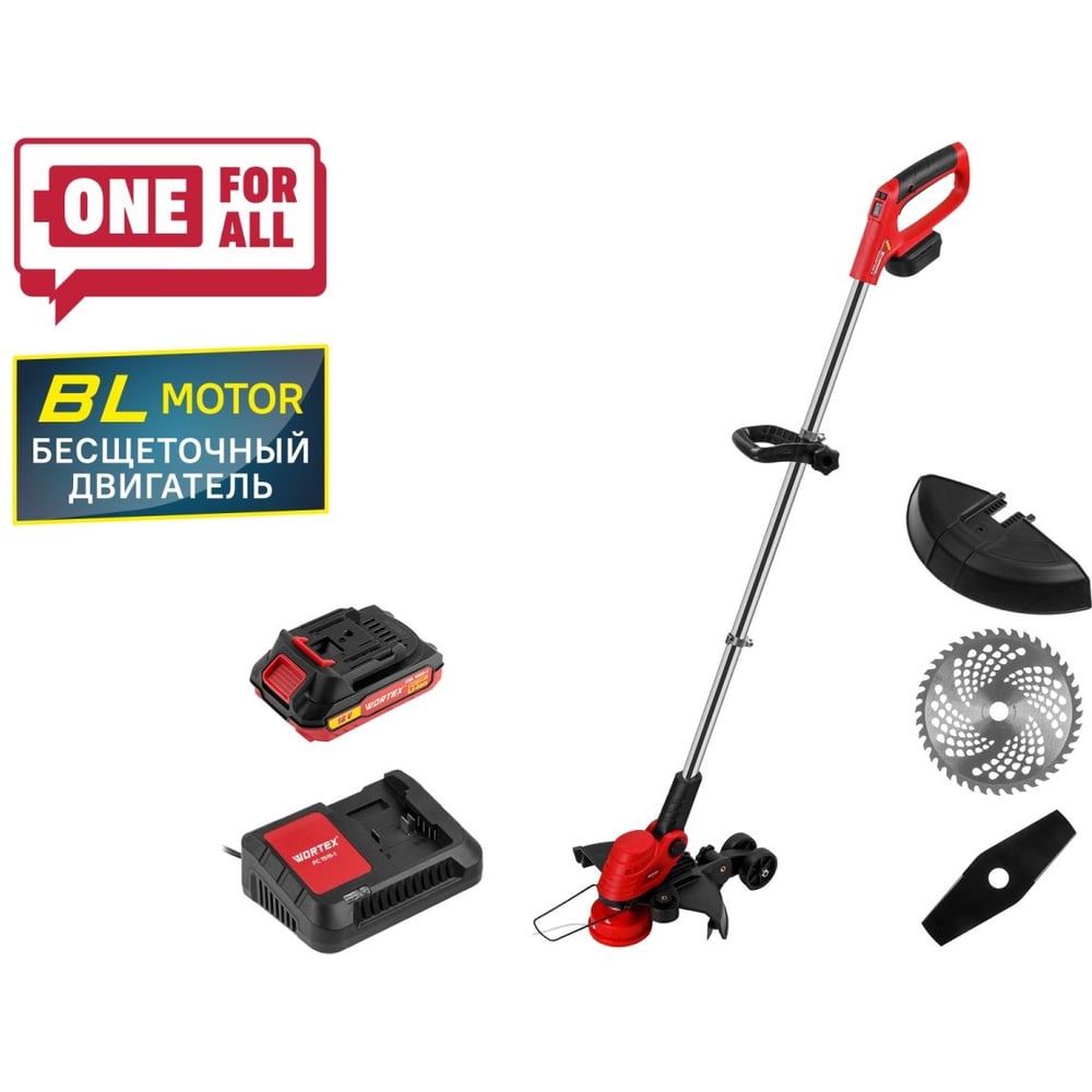 Изображение товара Аккумуляторный триммер WORTEX TB 3018-1 AT с аккумулятором и зарядным