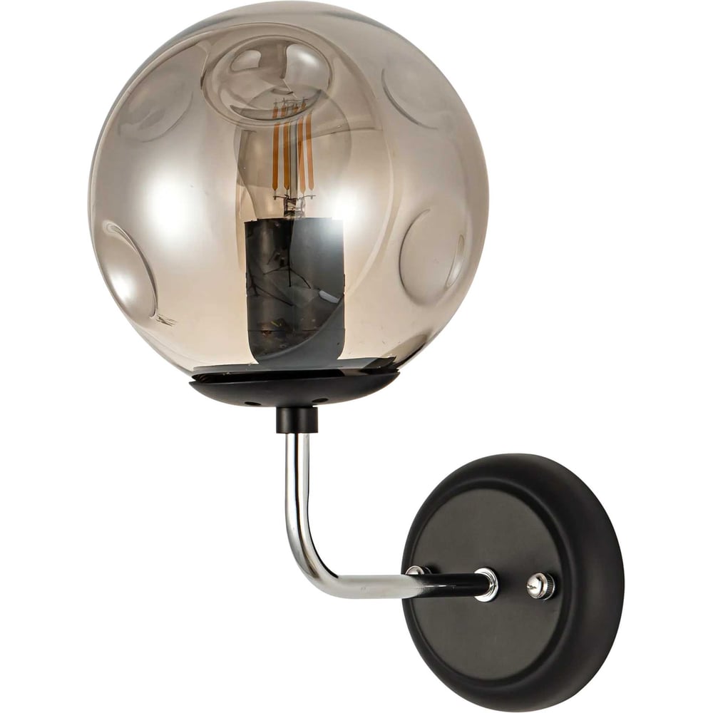 Изображение товара Бра De Fran Е14 40Вт ЛУИЗА BK черное со стеклянным плафоном дымчатого цвета