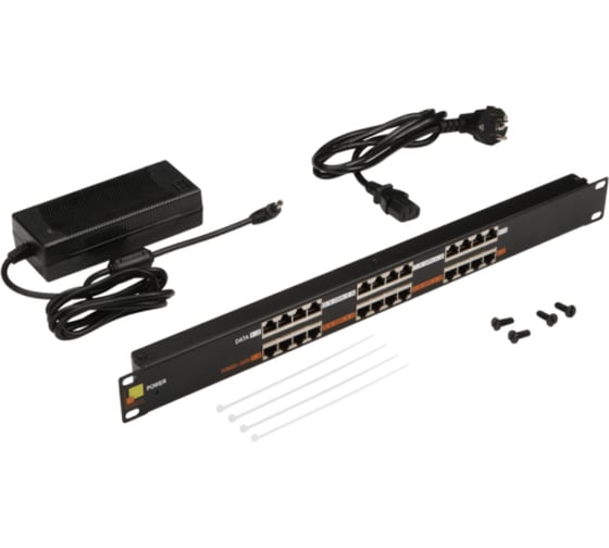 Изображение товара Панель LANMASTER POE, 19, 12 портов, с одним блоком питания 48V, 120W LAN-PP12-POE/A1