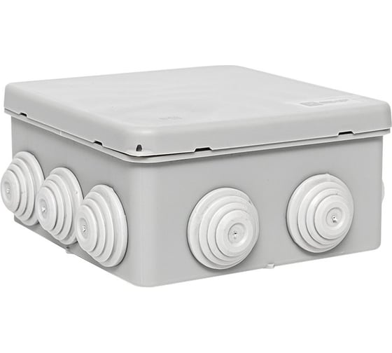 Изображение товара Коробка уравнивания потенциалов EKF КУП-030-014 с крышкой наружная (100x100x50) для прямого монтажа, 10 мембр. вводов серая IP55 plc-kmr-030-014-g