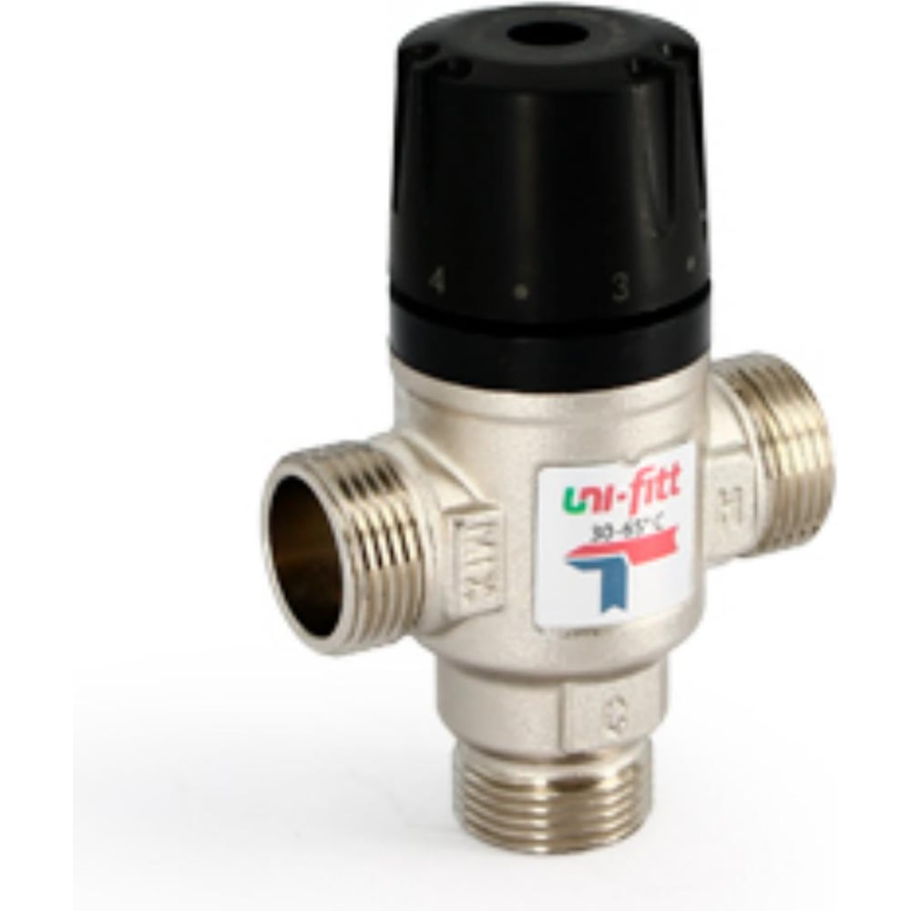Изображение товара Клапан термосмесительный Uni-Fitt 30-65С с боковым смешением никелированный 351N3541