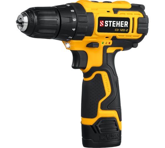 Изображение товара Дрель-шуруповерт STEHER 12В, 2 АКБ 2Ач CD-120-2
