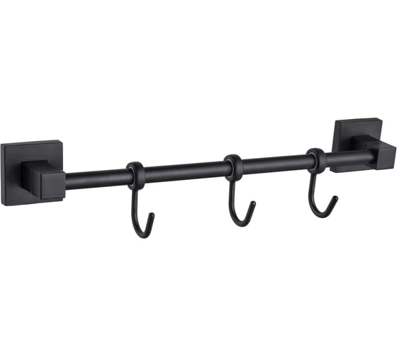 Изображение товара Планка с крючками для ванной D-Lin три крючка, черная D288222-3