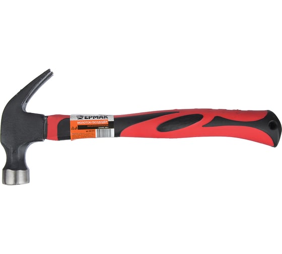 Изображение товара Молоток-гвоздодер ЕРМАК 335мм, обрезиненная рукоятка 500гр 662-015