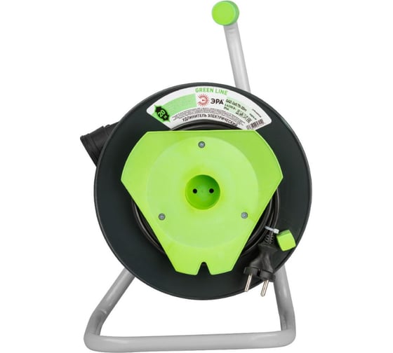 Изображение товара Удлинитель силовой ЭРА GREEN LINE GAZ2x0.7520m Greenline на катушке, пластик, 1 розетка, без заземления Б0065142