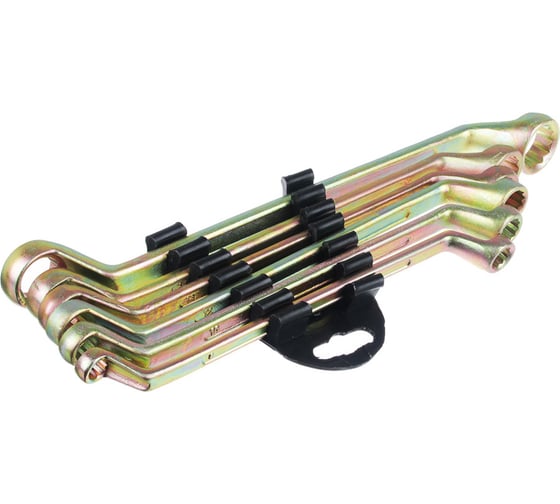 Изображение товара Набор накидных ключей ЕРМАК 6 предметов, 8x10 - 17x19мм, желтый цинк, пластик холдер 736-075