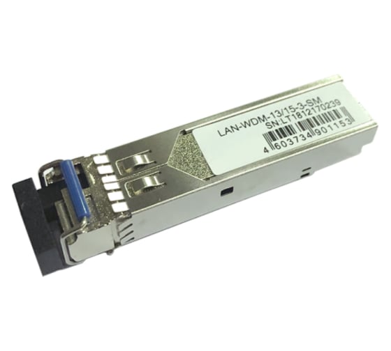 Изображение товара Модуль LANMASTER SFP WDM 1.25G, 1310нм/1550нм, 3км, LC, DDM, Cisco LAN-WDM-13/15-3-SM