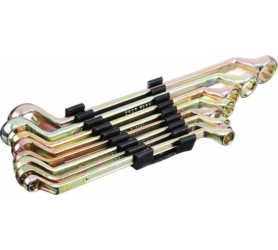 Изображение товара Набор накидных ключей ЕРМАК 8 предметов, 8x10 - 19x22мм, желтый цинк, пластик холдер 736-076