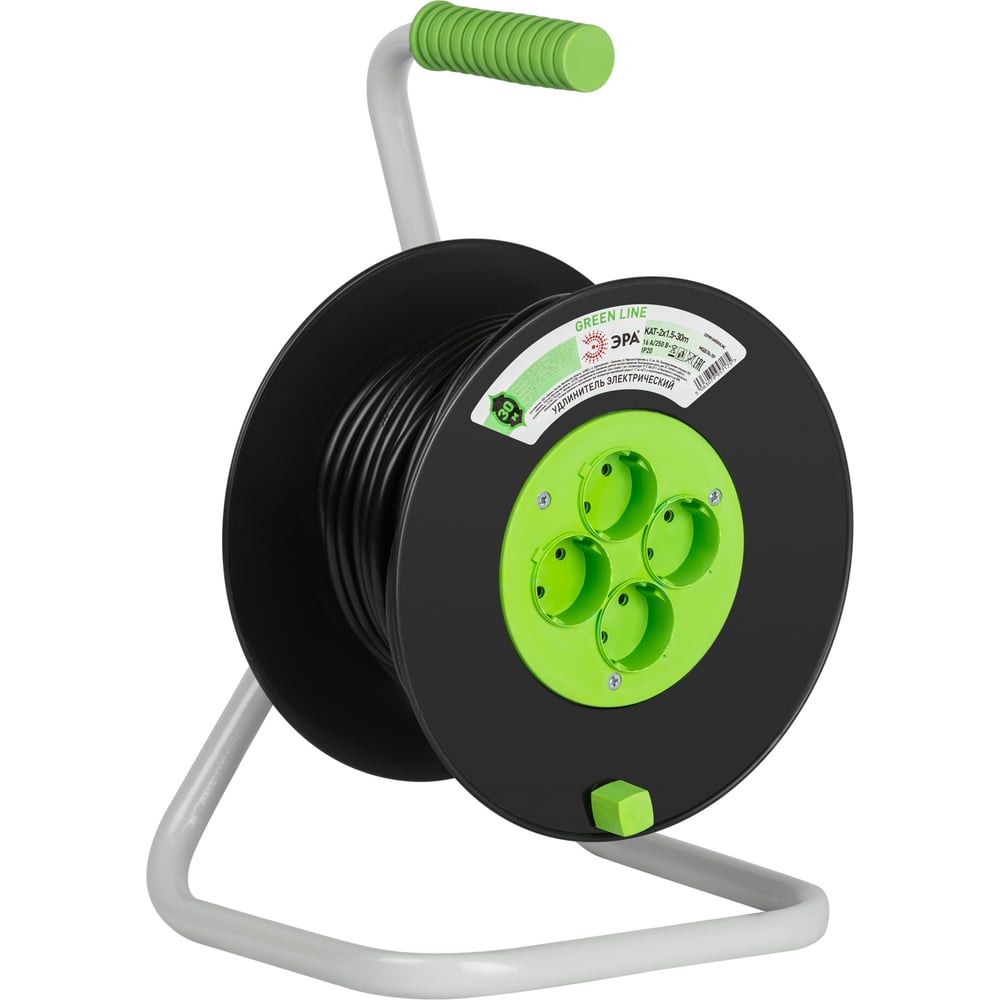 Изображение товара Удлинитель ЭРА GREEN LINE KAT2x1.530m, 4 гнезда, на катушке, 30 м