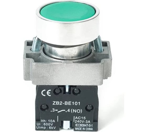 Изображение товара Кнопка HLT BA31 NO, 230B, IP40, зеленая, 20штук/упаковка 085-07-002