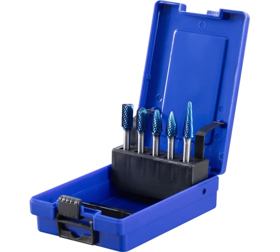 Изображение товара Набор борфрез твердосплавных по металлу с покрытием LENZ 5 шт, арт. LZBS 010 C3