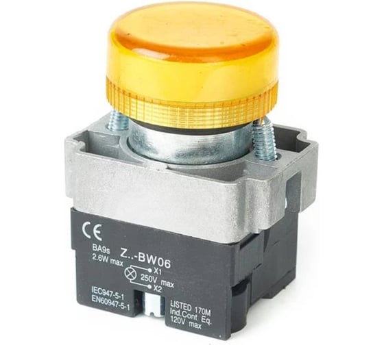 Изображение товара Лампа сигнальная HLT CB2-BV65(LED) желтый 230В IP54, 20штук/упаковка 085-06-075