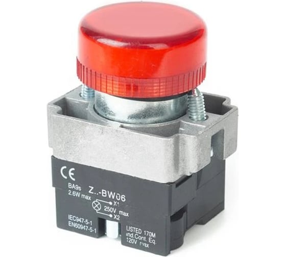 Изображение товара Лампа сигнальная HLT CB2-BV64(LED) красный 230В IP54, 20штук/упаковка 085-06-074