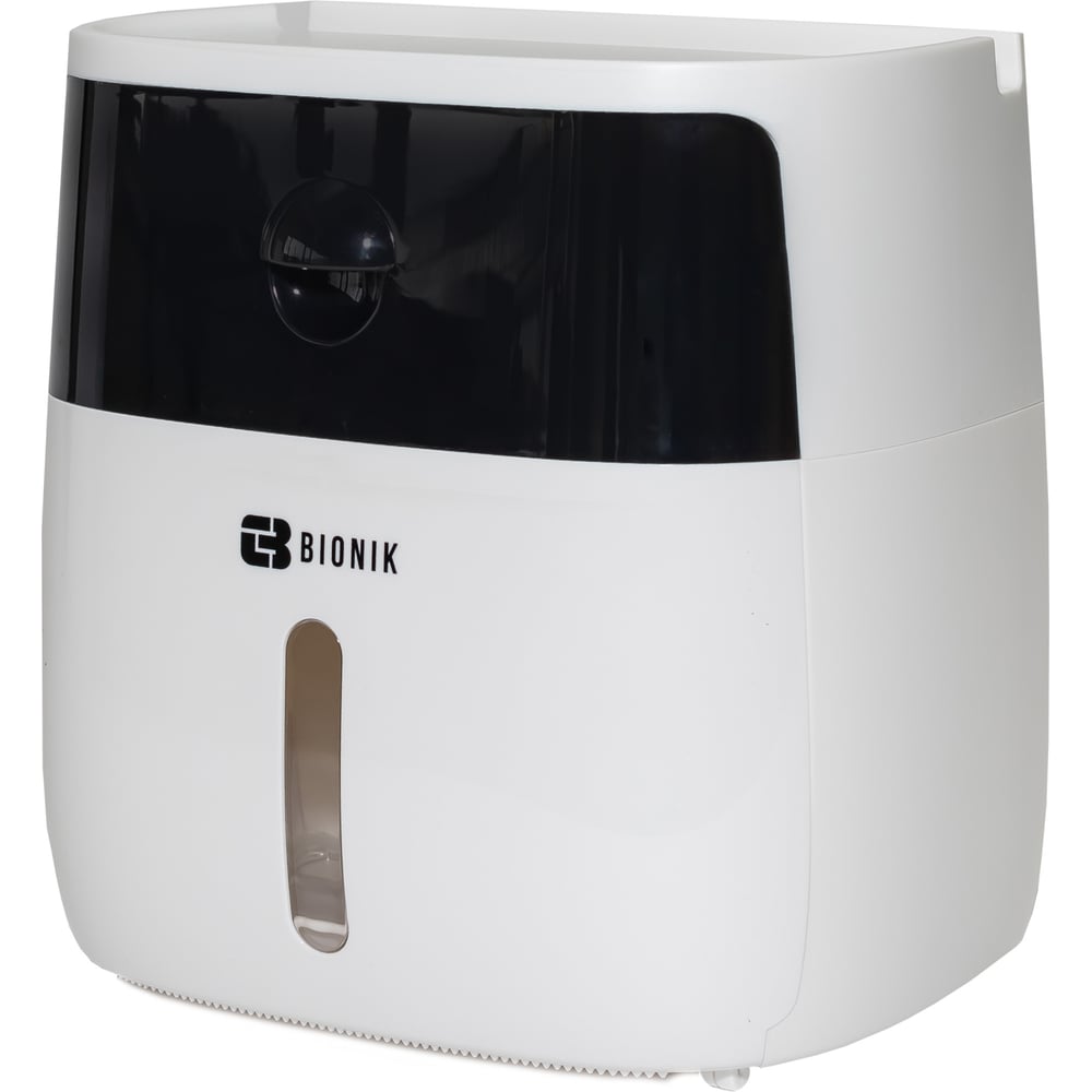 Изображение товара Держатель для туалетной бумаги BIONIK BK108BLACK с полочкой и крышкой