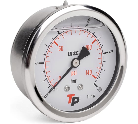 Изображение товара Манометр гидравлический виброустойчивый осевой УРДЮГА D63 мм 0-10 bar 1/4BSP TP МГВО10