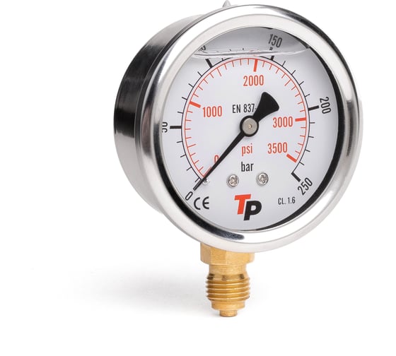 Изображение товара Манометр гидравлический виброустойчивый радиальный УРДЮГА D63 мм 0-250 bar 1/4BSP TP МГВР250