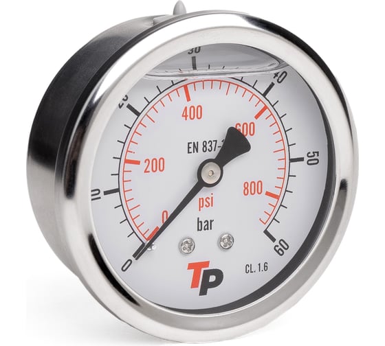 Изображение товара Манометр гидравлический виброустойчивый осевой УРДЮГА D63 мм 0-60 bar 1/4BSP TP МГВО60