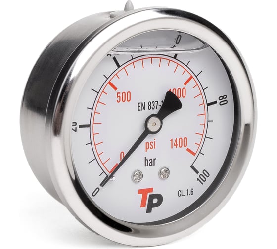 Изображение товара Манометр гидравлический виброустойчивый осевой УРДЮГА D63 мм 0-100 bar 1/4BSP TP МГВО100