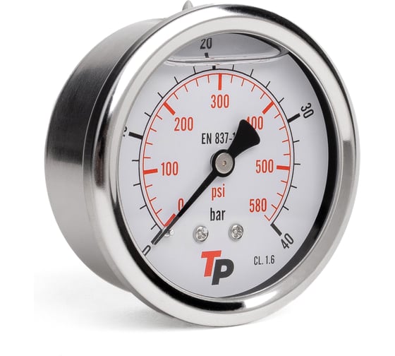 Изображение товара Манометр гидравлический виброустойчивый осевой УРДЮГА D63 мм 0-40 bar 1/4BSP TP МГВО40