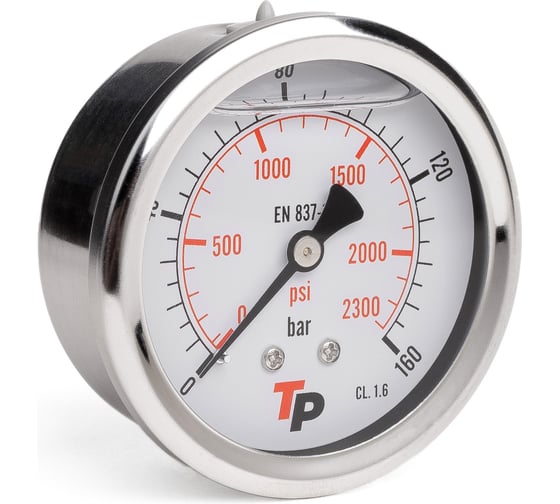 Изображение товара Манометр гидравлический виброустойчивый осевой УРДЮГА D63 мм 0-160 bar 1/4BSP TP МГВО160