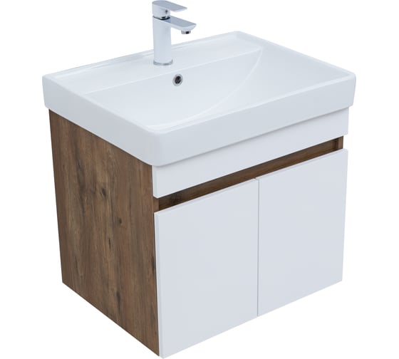 Изображение товара Тумба Aquanet Оптима 60 цв. дуб рустикальный/белый сатин (344791) 00344791