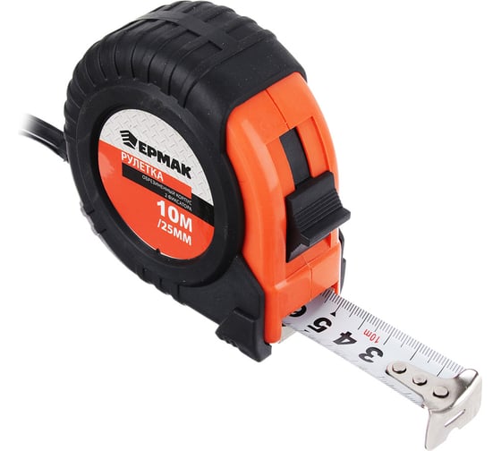 Изображение товара Рулетка ЕРМАК с обрезиненным корпусом, 10мх25мм 658-086