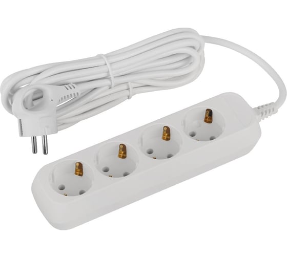 Изображение товара Удлинитель электрический ЭРА UDL10450E Greenline 4 розетки с заземлением 5м ПВС 3x0.75мм2 Б0065060