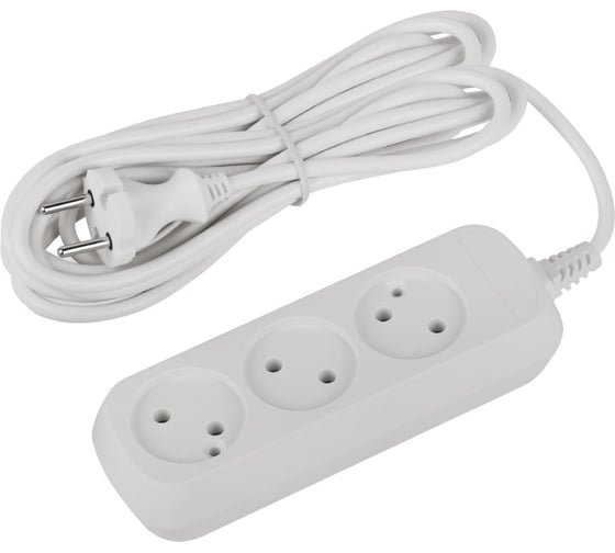 Изображение товара Удлинитель электрический  ЭРА UDL10350 Greenline 3 розетки без заземления 5м ПВС 2x0.75мм2 Б0065073